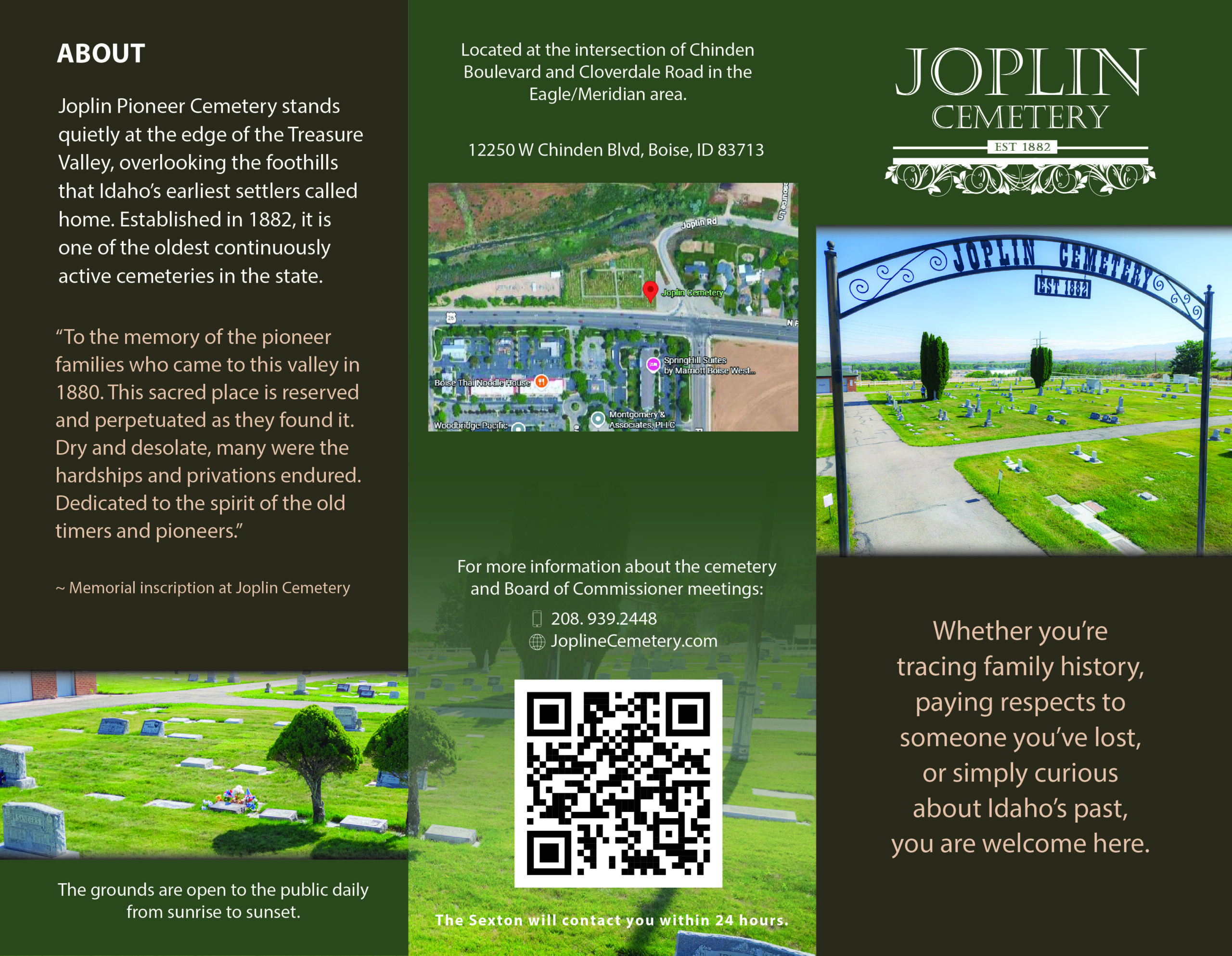 Outside panels of the Joplin Cemetery trifold brochure